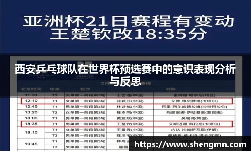 西安乒乓球队在世界杯预选赛中的意识表现分析与反思